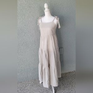 Rylee + Cru Cream Striped Maxi Dress